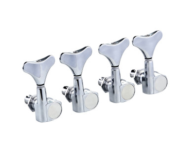 Oil-bath 4-in-line individual tuning machine set for bass, 18:1 ratio, chrome