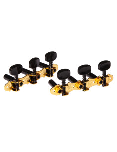 Jeu de mécaniques pour guitare classique série Family, ratio 14:1, plaques dorées, boutons noirs