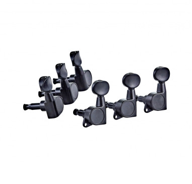 Jeu de mécaniques séparées 3+3 à bain d'huile pour guitare électrique, ratio 14:1, noir brillant, boutons noirs
