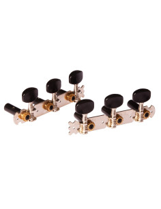 Jeu de mécaniques pour guitare classique série Student, ratio 14:1, plaques chromées, boutons noirs nacrés