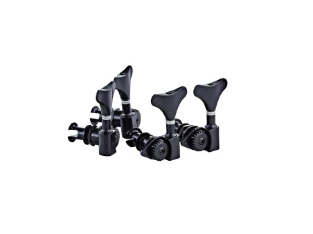 Oil-bath 2+2 individual tuning machine set for bass ukulele, gloss black