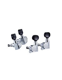 Oil-bath 2+2 individual tuning machine set for ukulele, 14:1 ratio, chrome