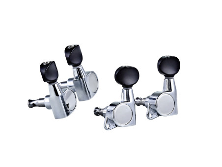 Oil-bath 2+2 individual tuning machine set for ukulele, 14:1 ratio, chrome