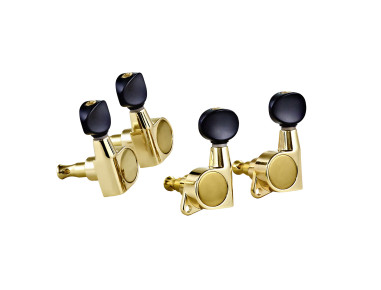 Oil-bath 2+2 individual tuning machine set for ukulele, 14:1 ratio, gold