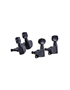 Oil-bath 2+2 individual tuning machine set for ukulele, 14:1 ratio, gloss black
