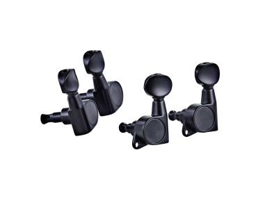 Oil-bath 2+2 individual tuning machine set for ukulele, 14:1 ratio, gloss black