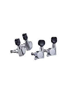 Oil-bath 2+2 individual tuning machine set for ukulele, entry-level, 14:1 ratio, chrome