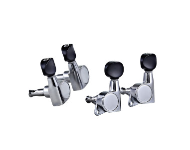 Jeu de mécaniques séparées 2+2 à bain d'huile pour ukulélé, entrée de gamme, ratio 14:1, chromé