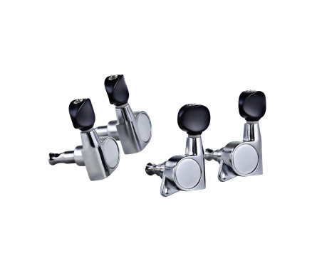Oil-bath 2+2 individual tuning machine set for ukulele, entry-level, 14:1 ratio, chrome