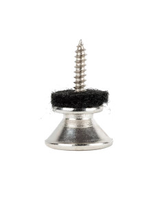 Pair of Ortega strap buttons, with felt washers and screws, chrome