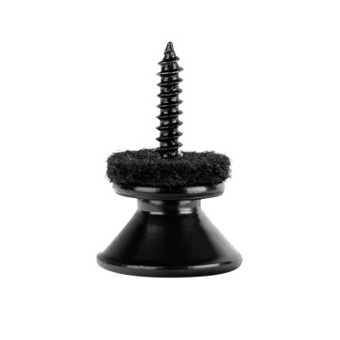 Pair of Ortega strap buttons, with felt washers and screws, black