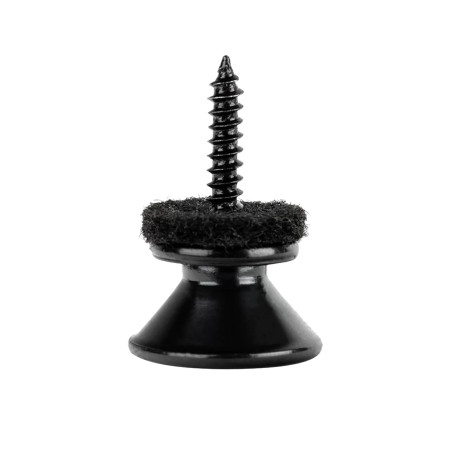 Pair of Ortega strap buttons, with felt washers and screws, black