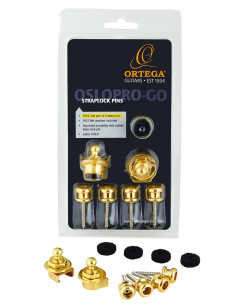 Set de 2 straplocks complets, version pro pour deux instruments (une paire de vis et d'attaches gratuites), doré