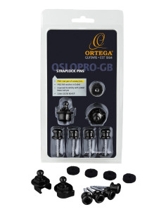 Set of 2 complete strap locks, pro version for two instruments (one free pair of screws and strap buttons), gloss black