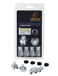 Set of 2 complete strap locks, pro version for two instruments (one free pair of screws and strap buttons), chrome