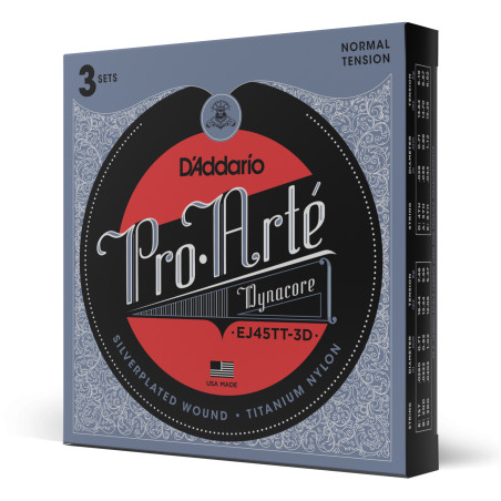ProArte DynaCore Classical Guitar Strings Titanium Trebles Normal Tension 3 Sets