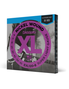 Jeu de 8 cordes électriques XL Nickel Wound Super Light 9-65