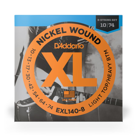 8-String Nickel Wound Electric Guitar Strings Light Top/Heavy Bottom 10-74