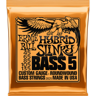 Jeu de 5 cordes pour basse file rond acier Hybrid Slinky Bass 45-135