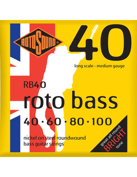Jeu de cordes Basse ROTO BASS Hybrid 40-100 filé rond NICKEL