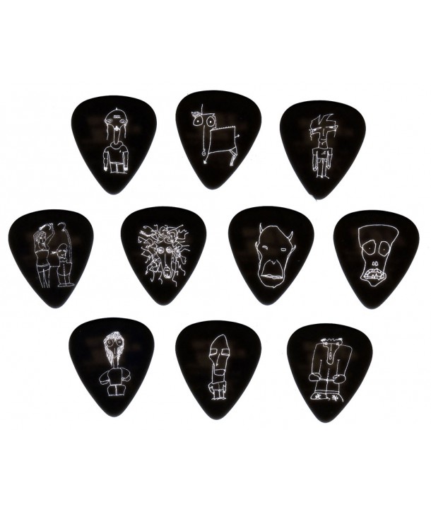 Lot de 10 médiators Joe Satriani noirs-durs