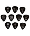 Lot de 10 médiators Joe Satriani noirs-souples.