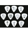 Lot de 10 médiators Joe Satriani blancs-souples.