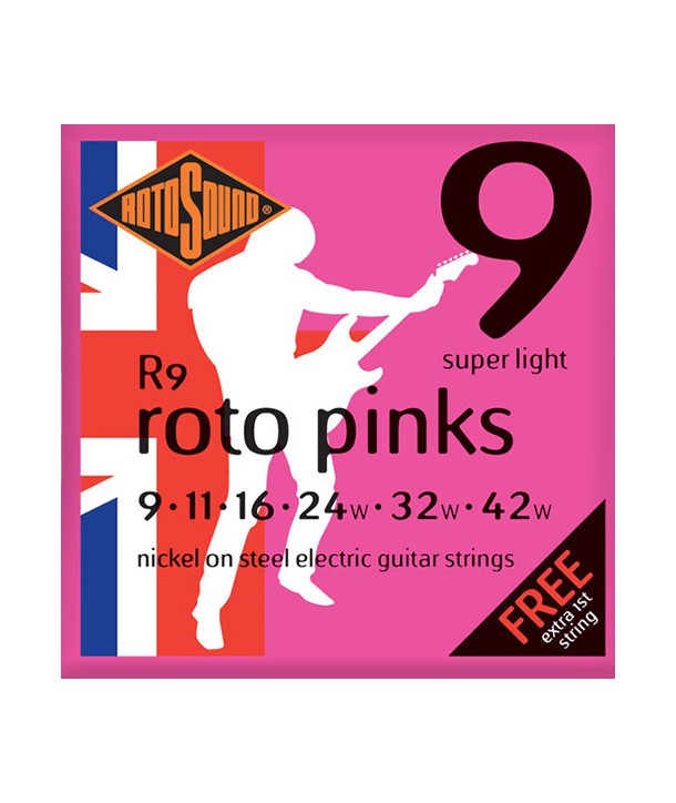 Juego de Cuerdas eléctrica Roto Pinks Super Light Nickel 9-42