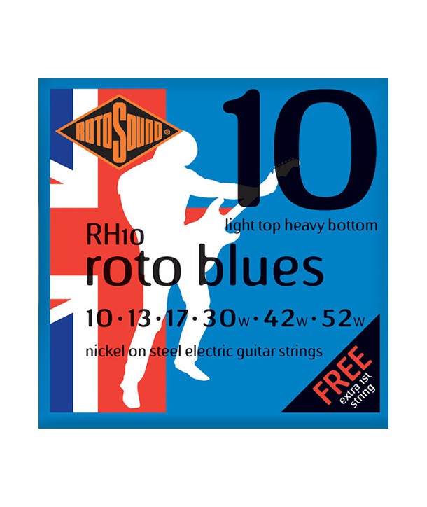 E-Gitarren Saiten Roto Blues Light Top/Heavy Bottom Nickel 10-52
