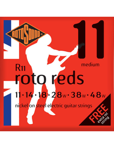 Jeu de cordes électriques Roto Reds Medium Nickel 11-48