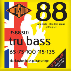 Jeu de cordes TRU BASS 5 Cordes filé plat  65-135 BLACK NYLON