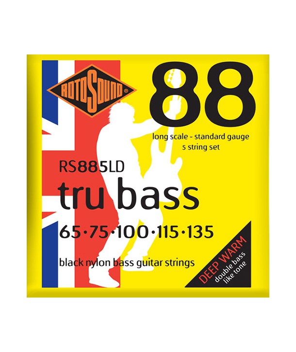 Jeu de cordes TRU BASS 5 Cordes filé plat 65-135 BLACK NYLON