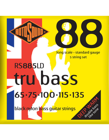 Jeu de cordes TRU BASS 5 Cordes filé plat  65-135 BLACK NYLON