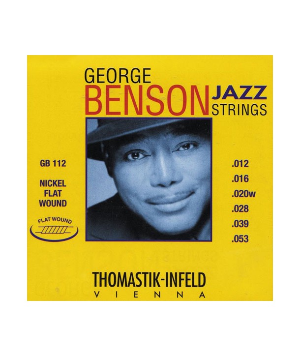 Jeu de cordes électriques George Benson Jazz Filé plat Médium light plat 12-53