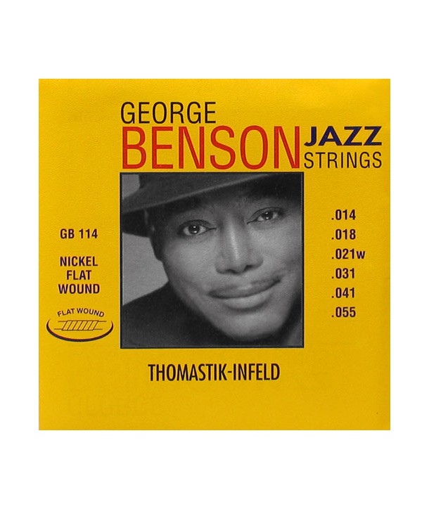 Jeu de cordes électriques George Benson Jazz Filé plat Médium light plat 14-55