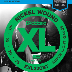 Jeu de Cordes Basse EXL220BT  Balanced Tension Super Light 40-95 filé rond nickel
