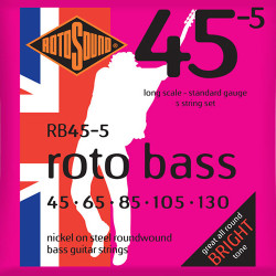 Jeu de cordes 5 cordes Basse ROTO BASS Standard 45-130 filé rond NICKEL