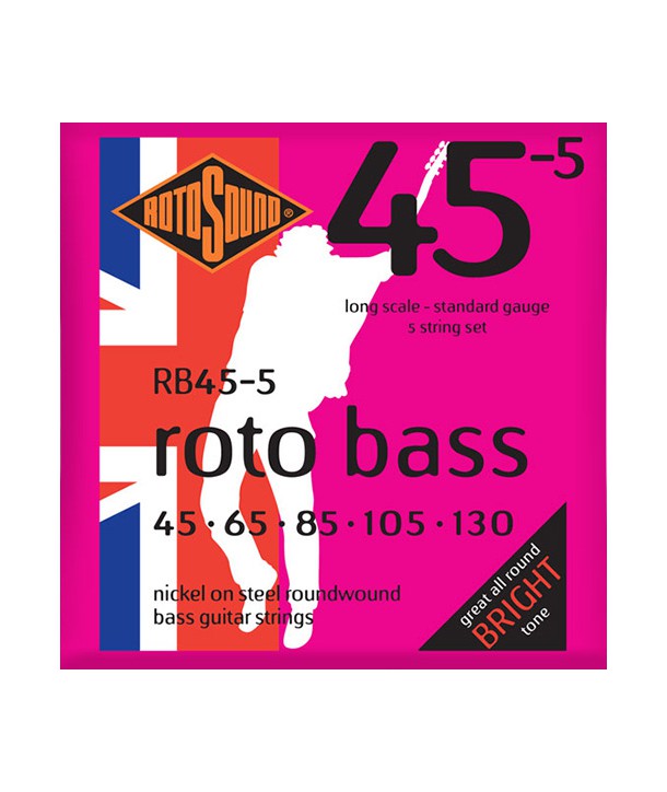 Jeu de cordes 5 cordes Basse ROTO BASS Standard 45-130 filé rond NICKEL