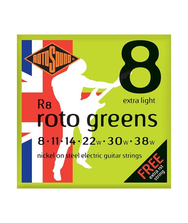 Juego de Cuerdas elétrica Roto Greens extra-light Nickel 8-38