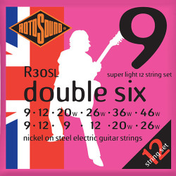 12 electric strings set Roto Double Six Super-Light Nickel 9-46