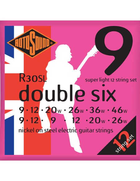 12 electric strings set Roto Double Six Super-Light Nickel 9-46
