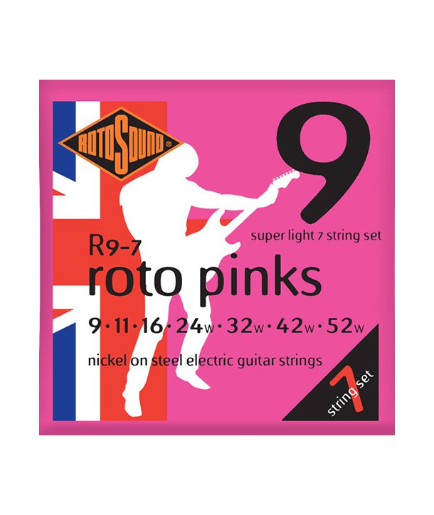 Jeu de 7 cordes électriques Roto Pinks Super Light Nickel 9-52