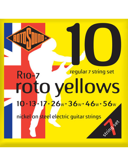 Electric 7 strings set Roto Yellows Regular Nickel 10-56
