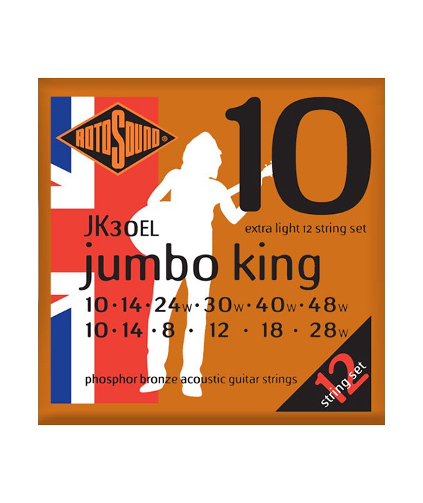 Jeu de 12 cordes Folk Phosphore Bronze Jumbo King Extra Light 10-48