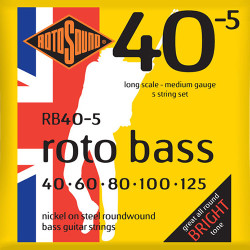 Jeu de cordes 5 cordes Basse ROTO BASS Medium 40-125 filé rond NICKEL