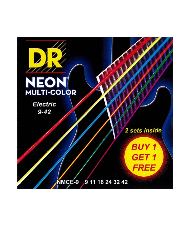 2 electric strings sets DR SuperStrings Neon Multicolor 9-42