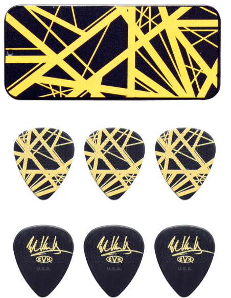 EVH Black with Yellow Stripes Pick Tin