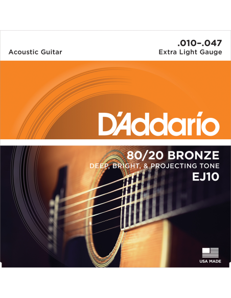 Acoustic strings set 80/20 Bronze Extra-light 10-47