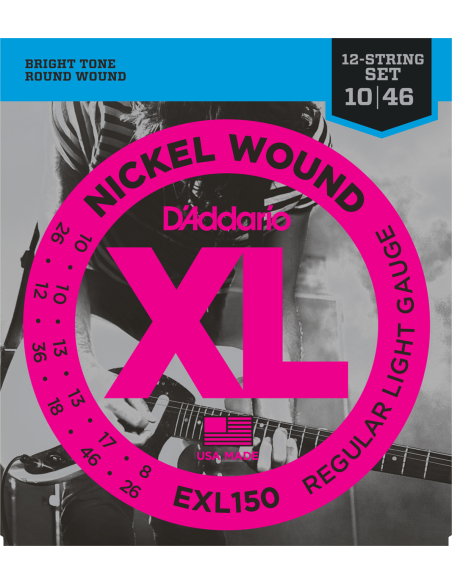 Jeu de 12 Cordes électriques Nickel Wound Regular-light 10-46 filé rond
