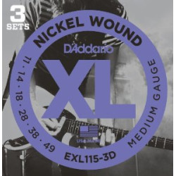 Pack of 3 electric strings sets Nickel Wound Blues/Jazz Rock 11-49